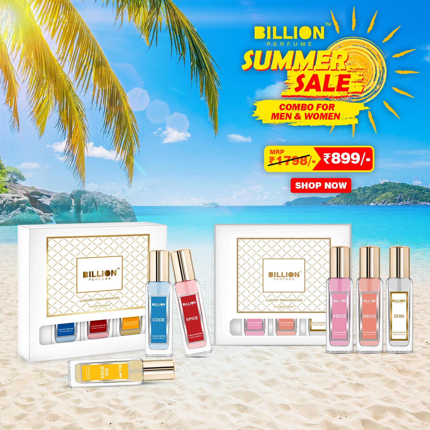 Billion Perfume Family Combo ( 1 for Men & 1 for Women )