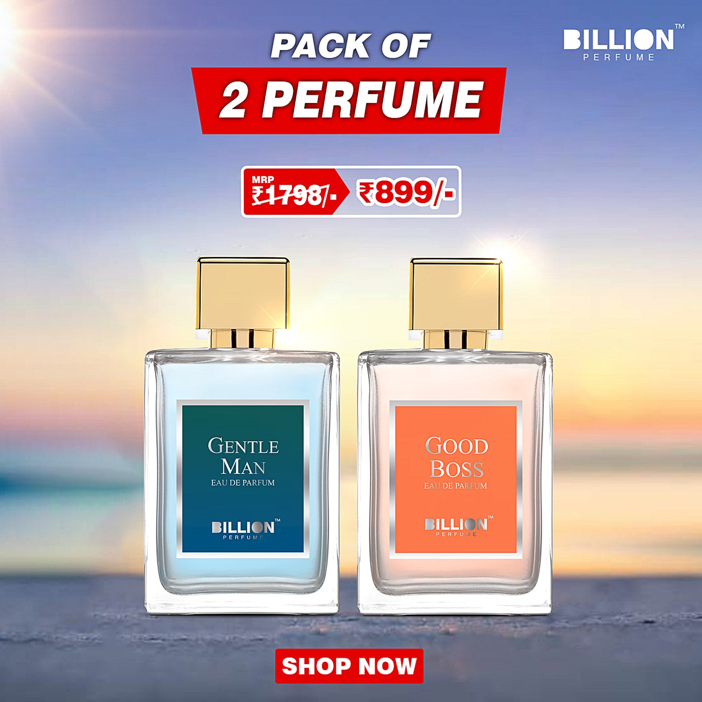 Pack of 2 BIllion Perfume ( Gentle Man 50ml + Good Boss 50ml )