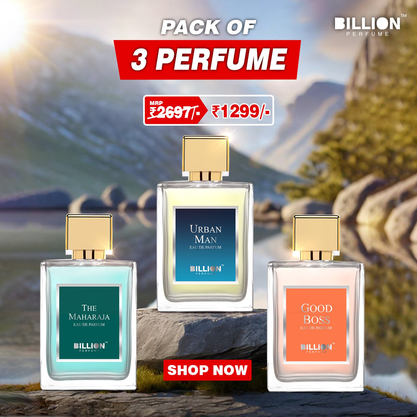 Pack of 3 Billion Perfume ( The Maharaja 50ml, Urban Man 50ml and Good Boss 50ml )