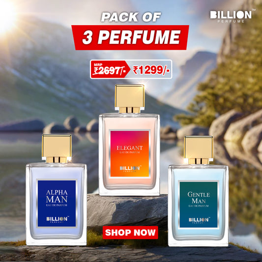 Pack of 3 Billion Perfume ( Alpha Man 50ml, Elegant 50ml and Gentel Man 50ml )
