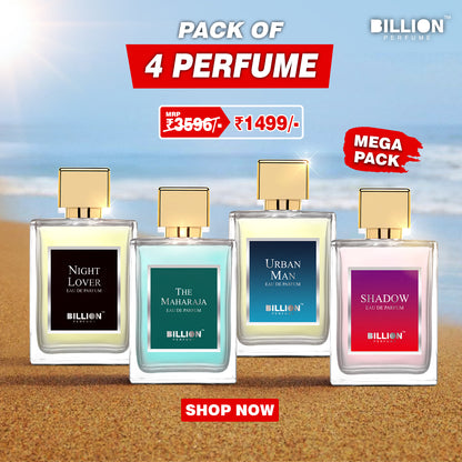 Mega Pack of Billion Perfume ( Night Lover 50ml, The Maharaja 50ml, Urban Man 50ml and Shadow 50ml )
